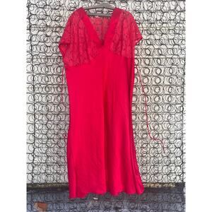 Vintage Lucie Ann II Red Lace Nylon Volup 3X Nightgown Negligee